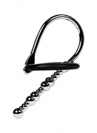 Серебристый уретральный плаг-бусины TOYFA Metal с мягким фиксириющим кольцом - ToyFa - купить с доставкой в Рыбинске