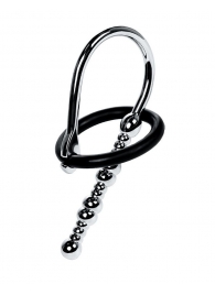 Серебристый уретральный плаг-бусины TOYFA Metal с мягким фиксириющим кольцом - ToyFa - купить с доставкой в Рыбинске