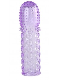 Насадка гелевая фиолетовая с точками, шипами и наплывами - 13,5 см. - Toyfa Basic - в Рыбинске купить с доставкой