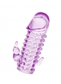 Закрытая фиолетовая насадка с 2 отростками - 13 см. - Toyfa Basic - в Рыбинске купить с доставкой