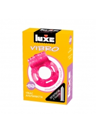 Розовое эрекционное виброкольцо Luxe VIBRO  Ужас Альпиниста  + презерватив - Luxe - в Рыбинске купить с доставкой