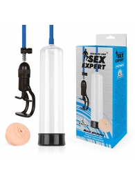 Прозрачная вакуумная помпа Sex Expert с насадкой-вагиной - Sex Expert - в Рыбинске купить с доставкой