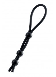 Черное лассо на пенис с тремя бусинами - A-toys - в Рыбинске купить с доставкой