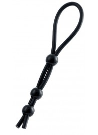 Черное лассо на пенис с тремя бусинами - A-toys - в Рыбинске купить с доставкой