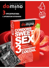 Презервативы для орального секса DOMINO Sweet Sex с ароматом клубничного коктейля  - 3 шт. - Domino - купить с доставкой в Рыбинске