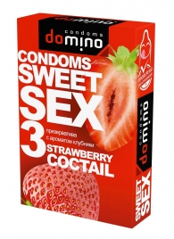 Презервативы для орального секса DOMINO Sweet Sex с ароматом клубничного коктейля  - 3 шт. - Domino - купить с доставкой в Рыбинске