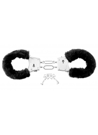 Меховые чёрные наручники Beginner s Furry Cuffs - Pipedream - купить с доставкой в Рыбинске