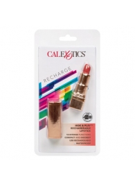 Золотистый вибратор-помада с красным мягким кончиком Hide   Play Rechargeable Lipstick - California Exotic Novelties - купить с доставкой в Рыбинске