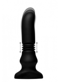 Черный фрикционный вибратор Silicone Vibrating   Thrusting Plug with Remote Control - 17,1 см. - XR Brands