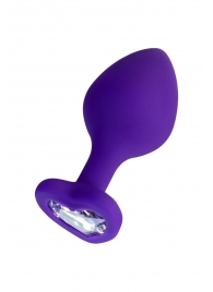 Фиолетовая анальная втулка Diamond Heart с прозрачным кристаллом - 8 см. - ToyFa - купить с доставкой в Рыбинске