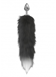 Серебристая анальная пробка с черным хвостом Starlit - Lola Games - купить с доставкой в Рыбинске