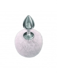 Серебристая анальная пробка с белым пушистым хвостиком Twinkle - Lola Games - купить с доставкой в Рыбинске