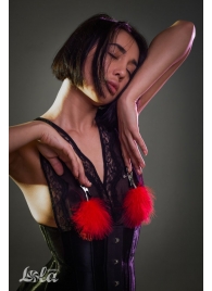 Зажимы на соски с красным пухом Euphoric - Lola Games - купить с доставкой в Рыбинске