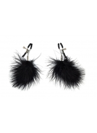 Зажимы на соски с черным пухом Euphoric - Lola Games - купить с доставкой в Рыбинске