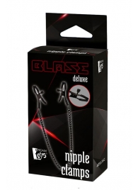 Черные зажимы на соски на цепочке BLAZE DELUXE NIPPLE CLAMPS - Dream Toys - купить с доставкой в Рыбинске