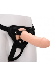 Черные трусики с телесной насадкой STRAP ON REAL DILDO - 21 см. - Dream Toys - купить с доставкой в Рыбинске