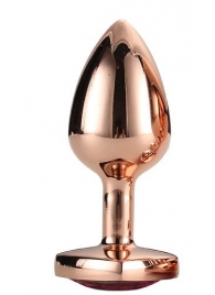 Золотистая анальная втулка с кристаллом-сердечком розового цвета - 7,1 см. - Dream Toys - купить с доставкой в Рыбинске