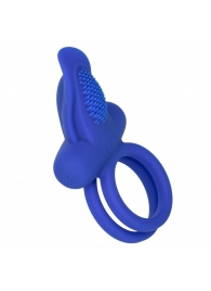 Синее перезаряжаемое эрекционное кольцо Silicone Rechargeable Dual Pleaser Enhancer - California Exotic Novelties - в Рыбинске купить с доставкой