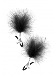 Зажимы на соски с черными пуховыми кисточками Sweet Caress Feather Nipple Clumps - Sweet Caress - купить с доставкой в Рыбинске
