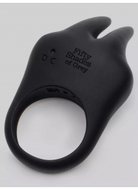 Черное эрекционное виброкольцо Sensation Rechargeable Vibrating Rabbit Love Ring - Fifty Shades of Grey - в Рыбинске купить с доставкой