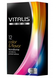 Цветные ароматизированные презервативы VITALIS PREMIUM color   flavor - 12 шт. - Vitalis - купить с доставкой в Рыбинске