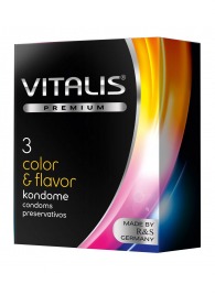Цветные ароматизированные презервативы VITALIS PREMIUM color   flavor - 3 шт. - Vitalis - купить с доставкой в Рыбинске