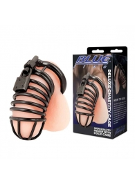 Черная металлическая клетка с замком Deluxe Chastity Cage - BlueLine - купить с доставкой в Рыбинске