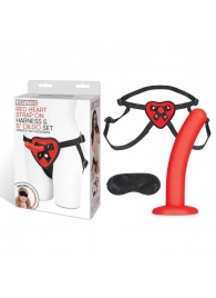 Красный поясной фаллоимитатор Red Heart Strap on Harness   5in Dildo Set - 12,25 см. - Lux Fetish - купить с доставкой в Рыбинске