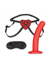 Красный поясной фаллоимитатор Red Heart Strap on Harness   5in Dildo Set - 12,25 см. - Lux Fetish - купить с доставкой в Рыбинске