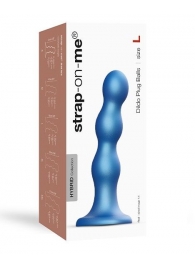 Голубая насадка Strap-On-Me Dildo Plug Balls size L - Strap-on-me - купить с доставкой в Рыбинске