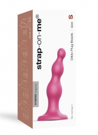 Розовая насадка Strap-On-Me Dildo Plug Beads size S - Strap-on-me - купить с доставкой в Рыбинске