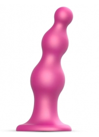 Розовая насадка Strap-On-Me Dildo Plug Beads size S - Strap-on-me - купить с доставкой в Рыбинске