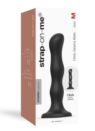 Черная насадка Strap-On-Me Dildo Geisha Balls size M - Strap-on-me - купить с доставкой в Рыбинске