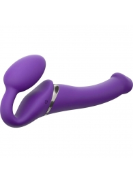 Фиолетовый безремневой вибрострапон Vibrating Bendable Strap-On - size L - Strap-on-me - купить с доставкой в Рыбинске