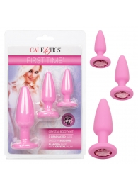 Набор из 3 розовых анальных пробок Crystal Booty Kit - California Exotic Novelties