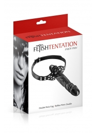 Черный кляп-фаллоимитатор Double Penis Gag - Fetish Tentation - купить с доставкой в Рыбинске