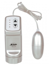 Серебристое виброяйцо с пультом управления на проводе - Tonga