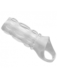 Насадка на пенис с кольцом для мошонки Clear Sensations Enhancer Sex Sleeve - 11,5 см. - XR Brands - в Рыбинске купить с доставкой