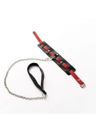 Черный ошейник с красным ремешком и поводком - Crazy Handmade - купить с доставкой в Рыбинске