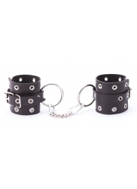 Черные кожаные наручники с люверсами - Crazy Handmade - купить с доставкой в Рыбинске