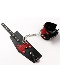 Черные кожаные оковы с красными вставками - Crazy Handmade - купить с доставкой в Рыбинске
