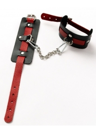 Черные оковы с красным декором и заклепками - Crazy Handmade - купить с доставкой в Рыбинске