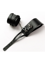 Черные кожаные оковы с креплением в виде веревочек - Crazy Handmade - купить с доставкой в Рыбинске