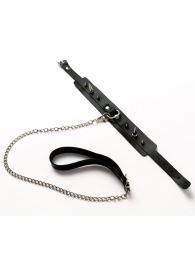 Черный ошейник с шипами и поводком - Crazy Handmade - купить с доставкой в Рыбинске