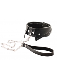 Черный ошейник-воротничок с металлическим поводком - Crazy Handmade - купить с доставкой в Рыбинске
