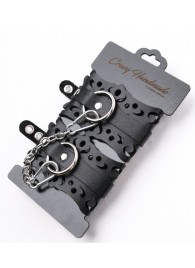 Ажурные наручники из черной кожи - Crazy Handmade - купить с доставкой в Рыбинске