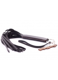 Черная кожаная плеть с удобной ручкой - 50 см. - Crazy Handmade - купить с доставкой в Рыбинске