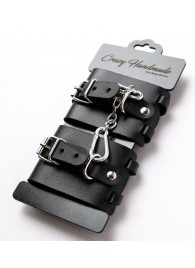 Черные кожаные наручники с ремешками - Crazy Handmade - купить с доставкой в Рыбинске