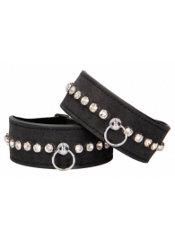 Черные наручники Diamond Studded Wrist Cuffs - Shots Media BV - купить с доставкой в Рыбинске