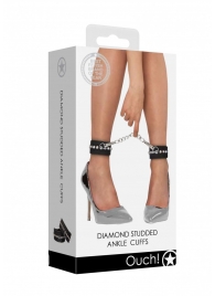 Черные поножи Diamond Studded Ankle Cuffs - Shots Media BV - купить с доставкой в Рыбинске